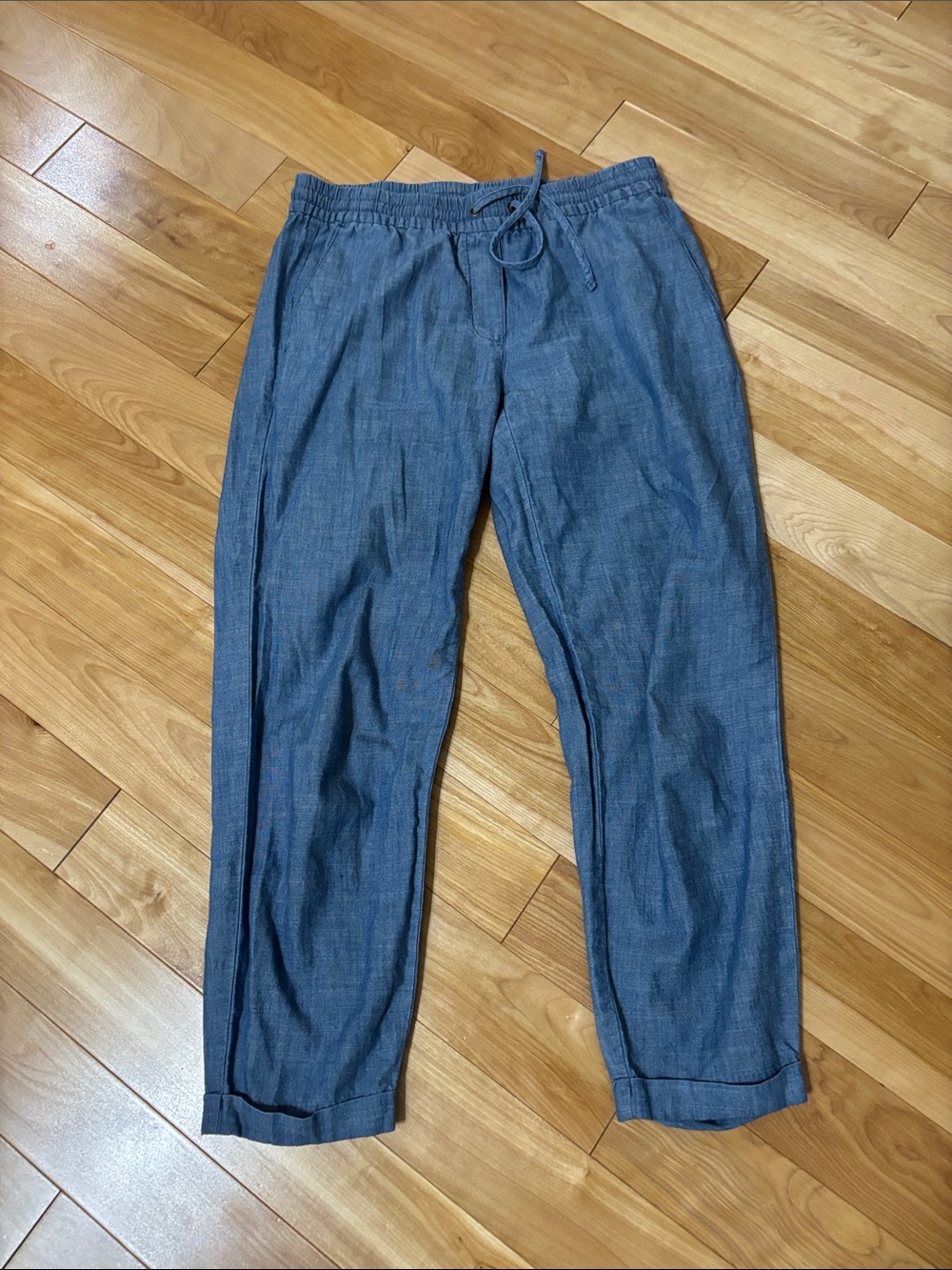 J. Crew Light Chambray Elastic-Waist Pants in Denim Blue